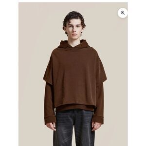 Found Double Layer Hoodie Vintage Espresso Mens SIZE LRG NWT